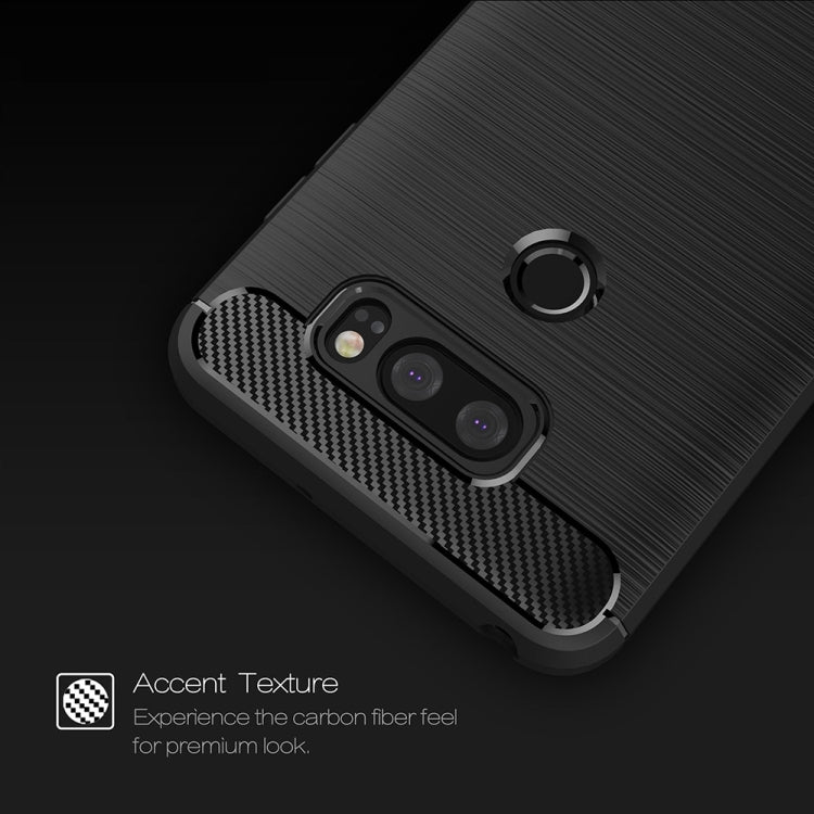 For LG V30 Brushed Texture Carbon Fiber Shockproof TPU Rugged Armor Protective Case (Black) - Mobile Accessories by buy2fix | Online Shopping UK | buy2fix