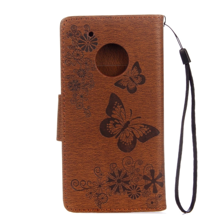 For Motorola Moto G5 Plus Pressed Flowers Butterfly Pattern Horizontal Flip Leather Case with Holder & Card Slots & Wallet(Brown) - Motorola Cases by buy2fix | Online Shopping UK | buy2fix