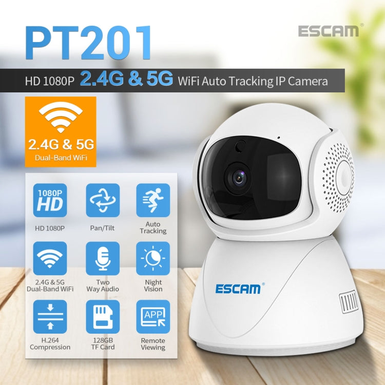 ESCAM PT201 HD 1080P Dual-band WiFi IP Camera, Support Night Vision / Motion Detection / Auto Tracking / TF Card / Two-way Audio, UK Plug - Security by ESCAM | Online Shopping UK | buy2fix