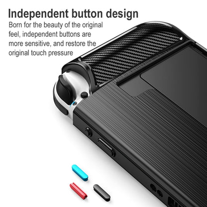 Carbon Fiber TPU Shockproof Protective Case For Nintendo Switch OLED(Blue) - Cases by buy2fix | Online Shopping UK | buy2fix