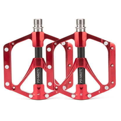 PROMEND PD-M82-TI 1 Pair Mountain Bicycle Titanium Alloy Shaft 3-Bearings Wide Pedals (Red) - Pedals by PROMEND | Online Shopping UK | buy2fix