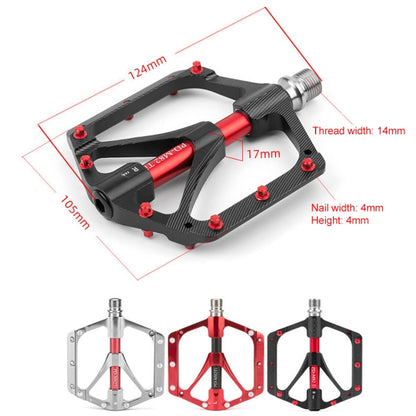 PROMEND PD-M82-TI 1 Pair Mountain Bicycle Titanium Alloy Shaft 3-Bearings Wide Pedals (Red) - Pedals by PROMEND | Online Shopping UK | buy2fix