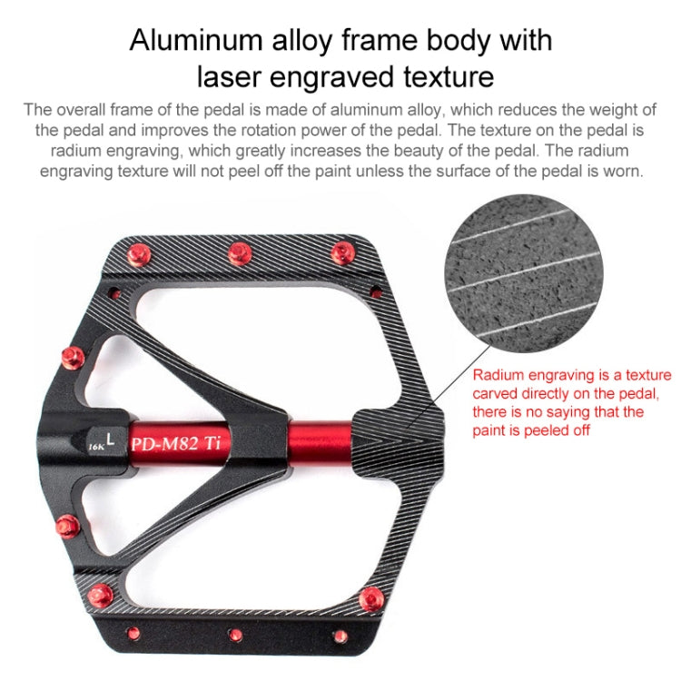 PROMEND PD-M82-TI 1 Pair Mountain Bicycle Titanium Alloy Shaft 3-Bearings Wide Pedals (Red) - Pedals by PROMEND | Online Shopping UK | buy2fix