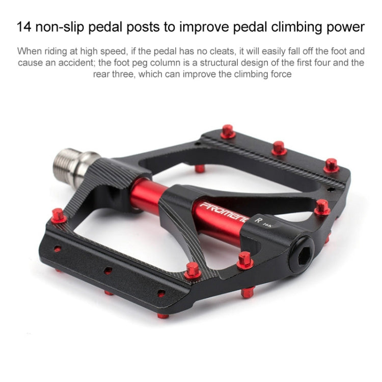 PROMEND PD-M82-TI 1 Pair Mountain Bicycle Titanium Alloy Shaft 3-Bearings Wide Pedals (Red) - Pedals by PROMEND | Online Shopping UK | buy2fix