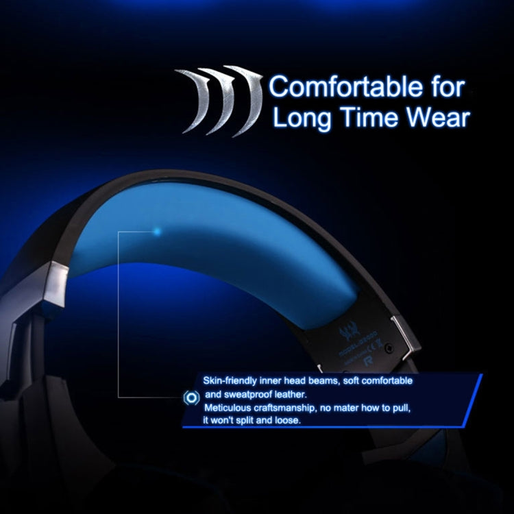 KOTION EACH G2000 Over-ear Game Gaming Headphone Headset Earphone Headband with Mic Stereo Bass LED Light for PC Gamer,Cable Length: About 2.2m(Blue + Black) - Multimedia Headset by KOTION EACH | Online Shopping UK | buy2fix