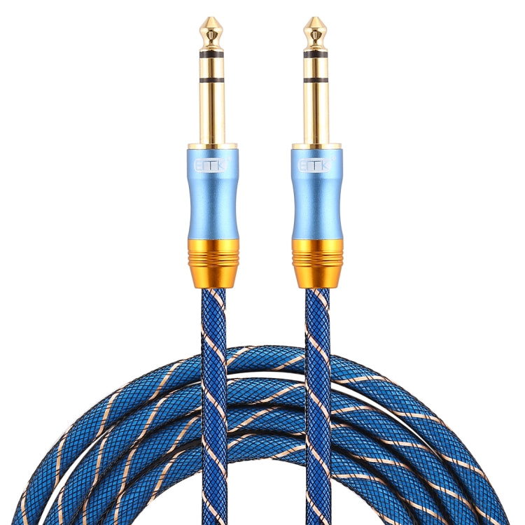 EMK 6.35mm Male to Male 4 Section Gold-plated Plug Grid Nylon Braided Audio Cable for Speaker Amplifier Mixer, Length: 2m(Blue) - Microphone Audio Cable & Connector by EMK | Online Shopping UK | buy2fix