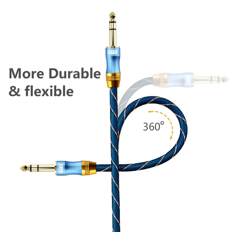 EMK 6.35mm Male to Male 4 Section Gold-plated Plug Grid Nylon Braided Audio Cable for Speaker Amplifier Mixer, Length: 2m(Blue) - Microphone Audio Cable & Connector by EMK | Online Shopping UK | buy2fix