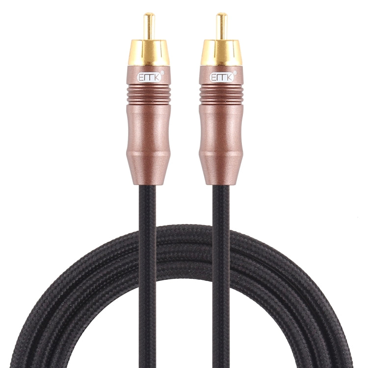 EMK 8mm RCA Male to 6mm RCA Male Gold-plated Plug Cotton Braided Audio Coaxial Cable for Speaker Amplifier Mixer, Length: 2m(Black) - Microphone Audio Cable & Connector by EMK | Online Shopping UK | buy2fix