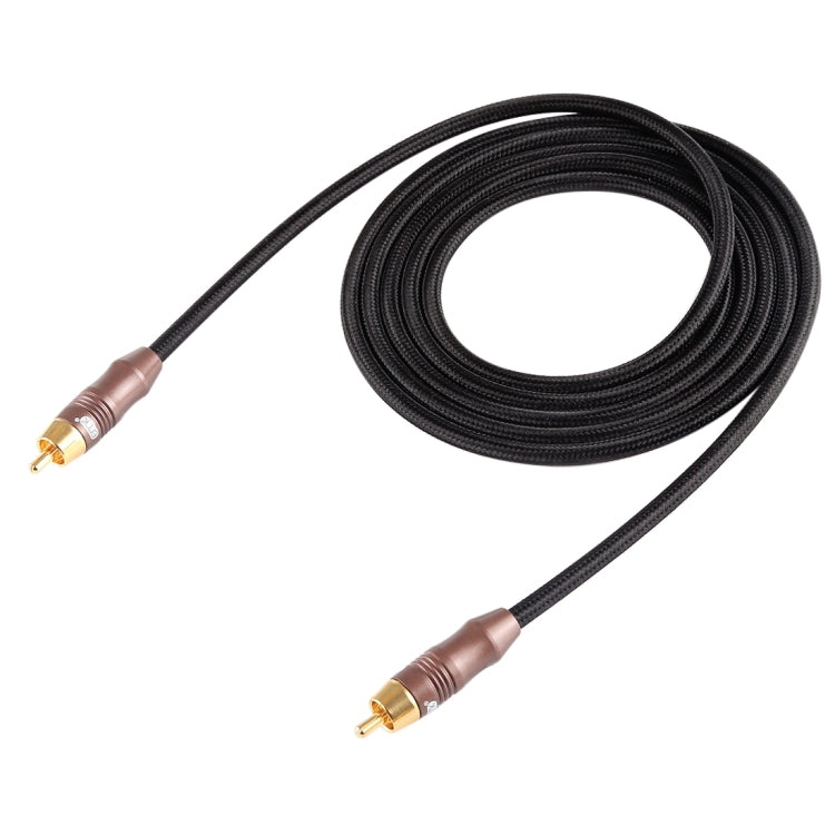 EMK 8mm RCA Male to 6mm RCA Male Gold-plated Plug Cotton Braided Audio Coaxial Cable for Speaker Amplifier Mixer, Length: 2m(Black) - Microphone Audio Cable & Connector by EMK | Online Shopping UK | buy2fix