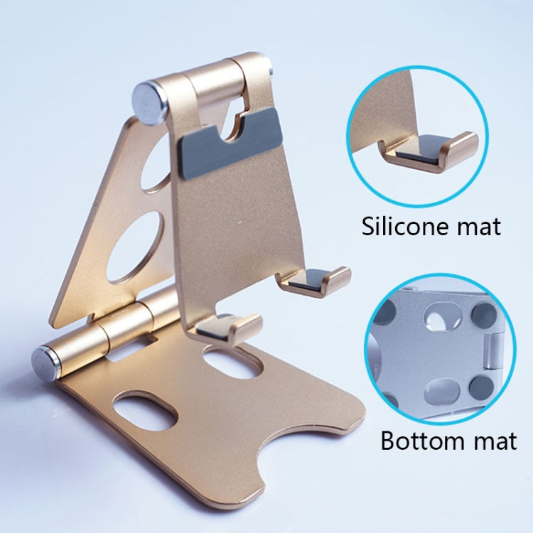 ROOSTAND R2 Aluminum Alloy Mobile Desktop Tablet Bracket Double Folding Lazy Artifact, Size: 6.4x7x9cm(Champagne Gold) - Desktop Holder by buy2fix | Online Shopping UK | buy2fix