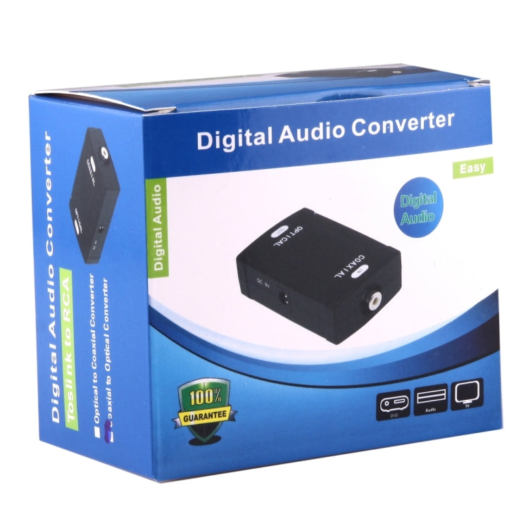 Coaxial RCA Input to Optical Toslink Output Digital Audio Converter Adapter(Black) - RCA Adapter by buy2fix | Online Shopping UK | buy2fix