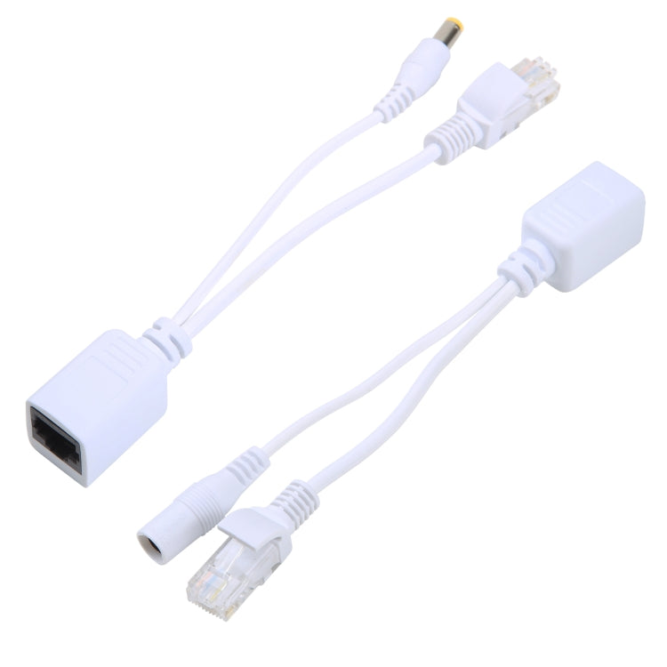 2 in 1 RJ45 POE Injector and Splitter Cable Set with 2.1x 5.5mm Female & Male DC Jack(White) - Security by buy2fix | Online Shopping UK | buy2fix