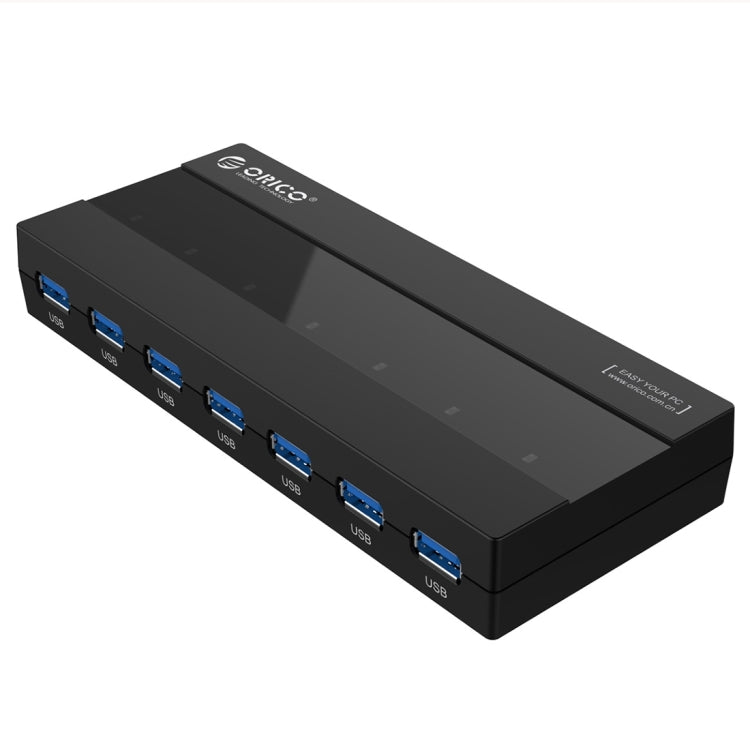 ORICO H727RK-U3 ABS High Speed 7 Ports USB 3.0 HUB with 12V Power Adapter for Laptops / Smartphones(Black) - USB 3.0 HUB by ORICO | Online Shopping UK | buy2fix