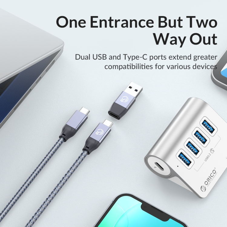 ORICO M3UT3 3-port USB 3.2 HUB with Card Reader (Silver) - USB 3.0 HUB by ORICO | Online Shopping UK | buy2fix