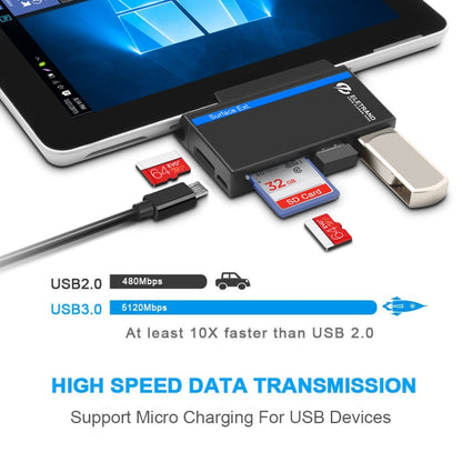 ROCKETEK RT-SGO737 2 USB 3.0 + Micro USB Interface Hub for Microsoft Surface Go, with 2 TF Card & SD Card Slots - USB 3.0 HUB by ROCKETEK | Online Shopping UK | buy2fix