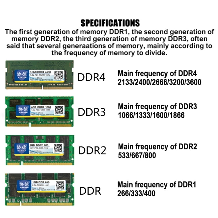 XIEDE X043 DDR3 1333MHz 4GB 1.5V General Full Compatibility Memory RAM Module for Laptop - RAMs by XIEDE | Online Shopping UK | buy2fix