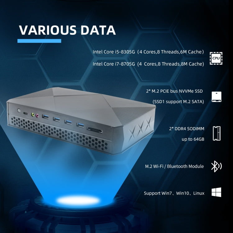HYSTOU F9 Windows 10 / Linux System Gaming Mini PC, Intel Core i5-8305G 4 Core 8M Cache up to 4.20GHz, 32GB RAM+ 512GB SSD, AU Plug - Windows Mini PCs by HYSTOU | Online Shopping UK | buy2fix