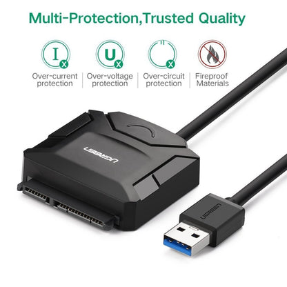 UGREEN USB 3.0 to SATA Adapter Cable Converter for 2.5 / 3.5 inch Hard Drive Disk HDD and SSD, Support UASP SATA 3.0(Black) - USB to IDE / SATA by UGREEN | Online Shopping UK | buy2fix