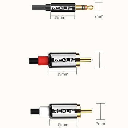 REXLIS 3635 3.5mm Male to Dual RCA Gold-plated Plug Black Cotton Braided Audio Cable for RCA Input Interface Active Speaker, Length: 3m - RCA Cable by REXLIS | Online Shopping UK | buy2fix