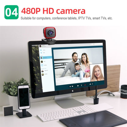 HXSJ A849 480P Adjustable 360 Degree HD Video Webcam PC Camera with Microphone(Black Red) - HD Camera by HXSJ | Online Shopping UK | buy2fix