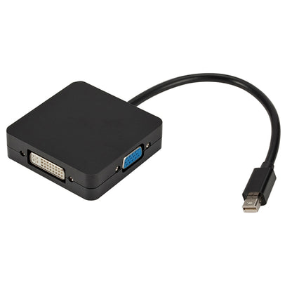 3 in 1 Mini DP Male to HDMI + VGA + DVI Female Square Adapter, Cable Length: 18cm (Black) -  by buy2fix | Online Shopping UK | buy2fix