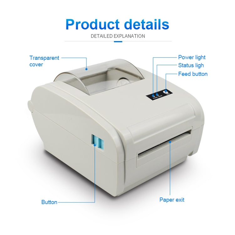 POS-9210 110mm USB POS Receipt Thermal Printer Express Delivery Barcode Label Printer, AU Plug(White) - Consumer Electronics by buy2fix | Online Shopping UK | buy2fix