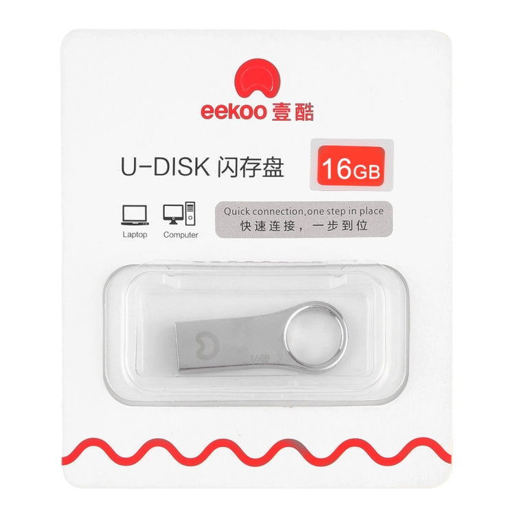 eekoo 16GB USB 2.0 Waterproof Shockproof Metal Ring Shape U Disk Flash Memory Card (Silver) - USB Flash Drives by eekoo | Online Shopping UK | buy2fix