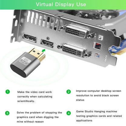 VGA Virtual Display Adapter HDMI 1.4 DDC EDID Dummy Plug Headless Display Emulator (Grey) - Computer & Networking by buy2fix | Online Shopping UK | buy2fix