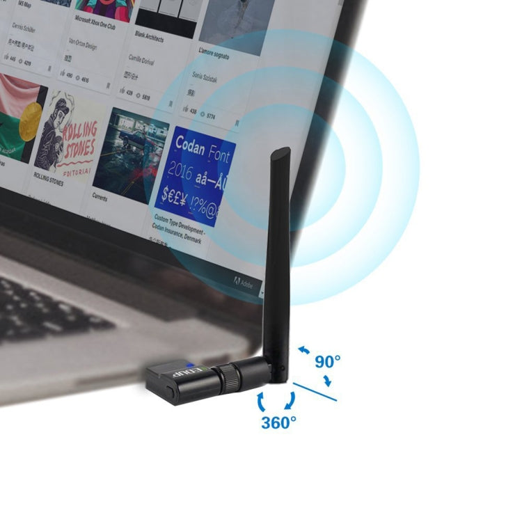 EDUP EP-AC1635 600Mbps Dual Band Wireless 11AC USB Ethernet Adapter 2dBi Antenna for Laptop / PC(Black) - USB Network Adapter by EDUP | Online Shopping UK | buy2fix