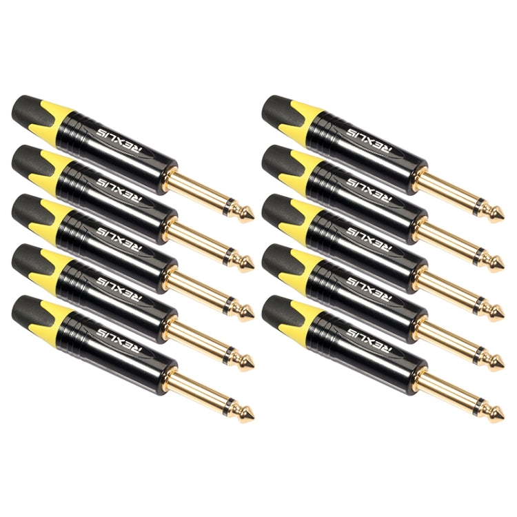 10 PCS TC202 6.35mm Gold-plated Mono Sound Welding Audio Adapter Plug(Yellow) - Consumer Electronics by buy2fix | Online Shopping UK | buy2fix