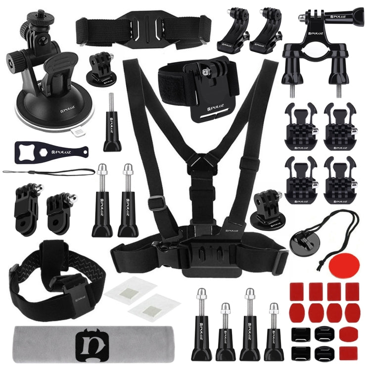 PULUZ 45 in 1 Accessories Ultimate Combo Kits (Chest Strap + Suction Cup Mount + 3-Way Pivot Arms + J-Hook Buckle + Wrist Strap + Helmet Strap + Surface Mounts + Tripod Adapter + Storage Bag + Handleb ...  for GoPro, Insta360, DJI and Other Action Cameras -  by PULUZ | Online Shopping UK | buy2fix