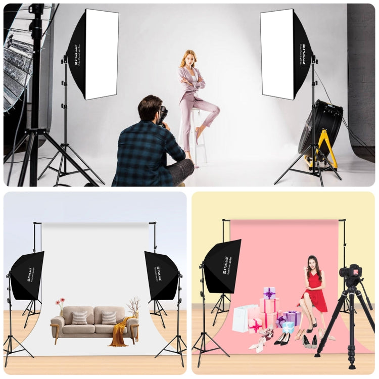 PULUZ Softbox Lighting Kit 2 PCS 50x70cm Professional Photo Studio Photography Light Equipment with 2 x E27 Socket Bulb Photography Lighting Kit(US Plug) - Stand Bracket by PULUZ | Online Shopping UK | buy2fix