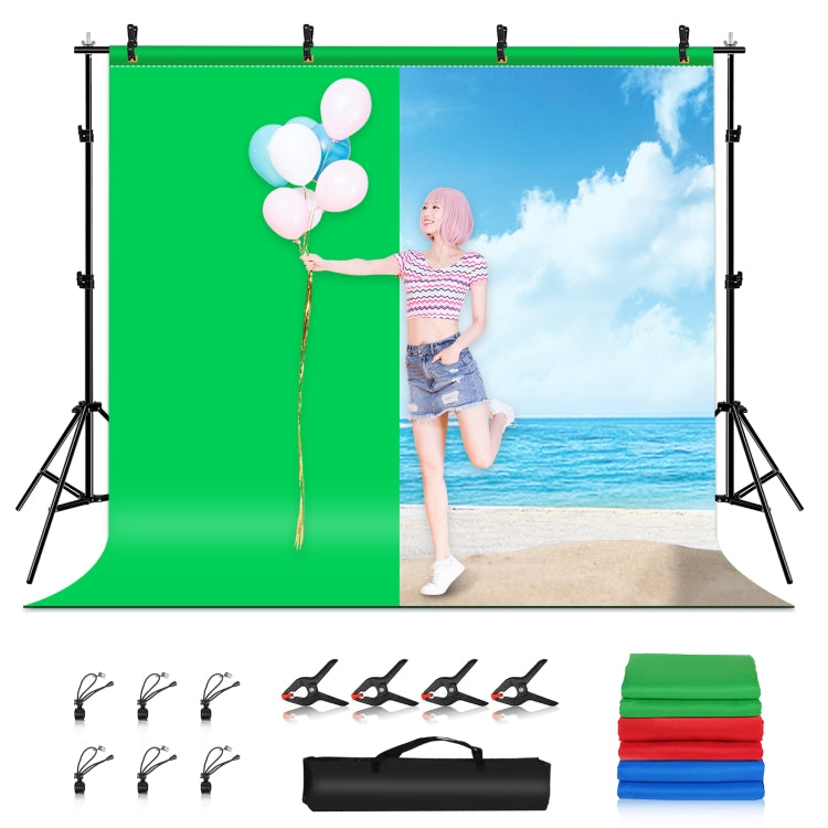 PULUZ 2.9x2m Photo Studio Background Support Stand Backdrop Crossbar Bracket Kit with Red / Blue / Green Polyester Backdrops - Solid Color by PULUZ | Online Shopping UK | buy2fix