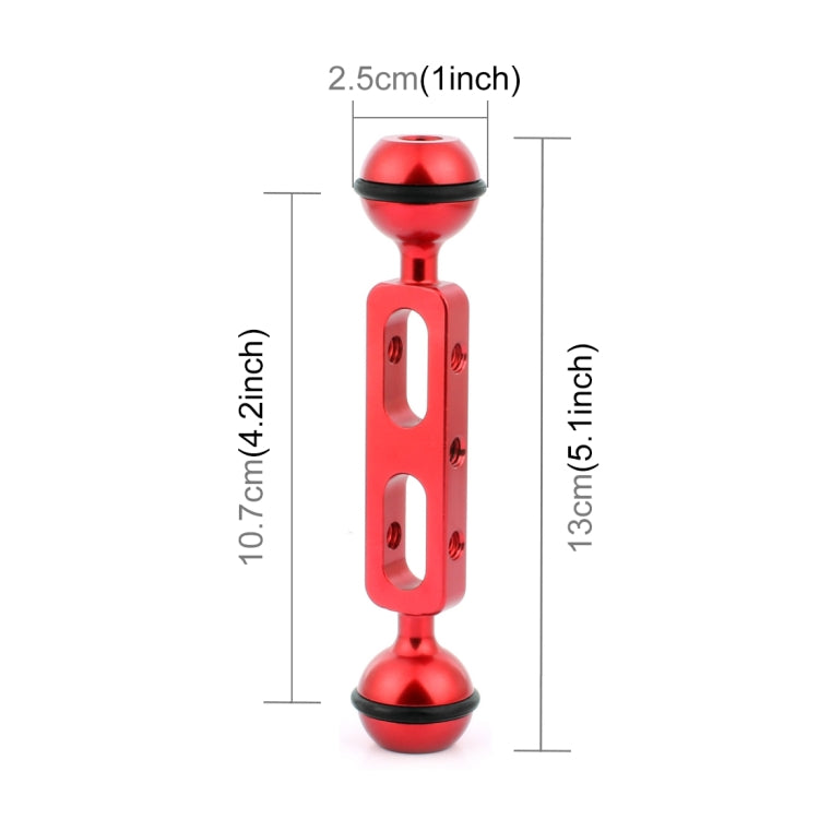 PULUZ 5.1 inch 13cm Aluminum Alloy Dual Balls Arm, Ball Diameter: 25mm(Red) - Camera Accessories by PULUZ | Online Shopping UK | buy2fix