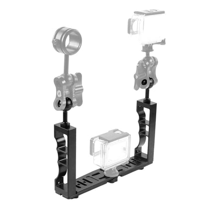 PULUZ Adjustable Diving Dual Hand-held CNC Aluminum Lamp Arm Holder for GoPro, Insta360, DJI and Other Action Cameras - Others by PULUZ | Online Shopping UK | buy2fix