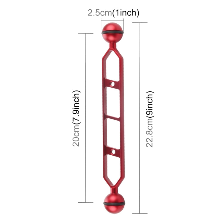 PULUZ 9.0 inch 22.8cm Aluminum Alloy Dual Balls Arm, Ball Diameter: 25mm(Red) - Camera Accessories by PULUZ | Online Shopping UK | buy2fix