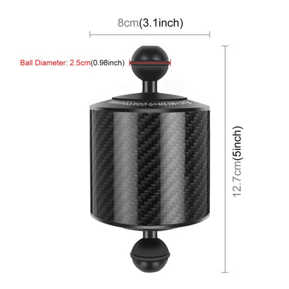 PULUZ 6.1 inch 15.5cm Length 80mm Diameter Dual Balls Carbon Fiber Floating Arm, Ball Diameter: 25mm, Buoyancy: 400g Phone - Diving Accessories by PULUZ | Online Shopping UK | buy2fix