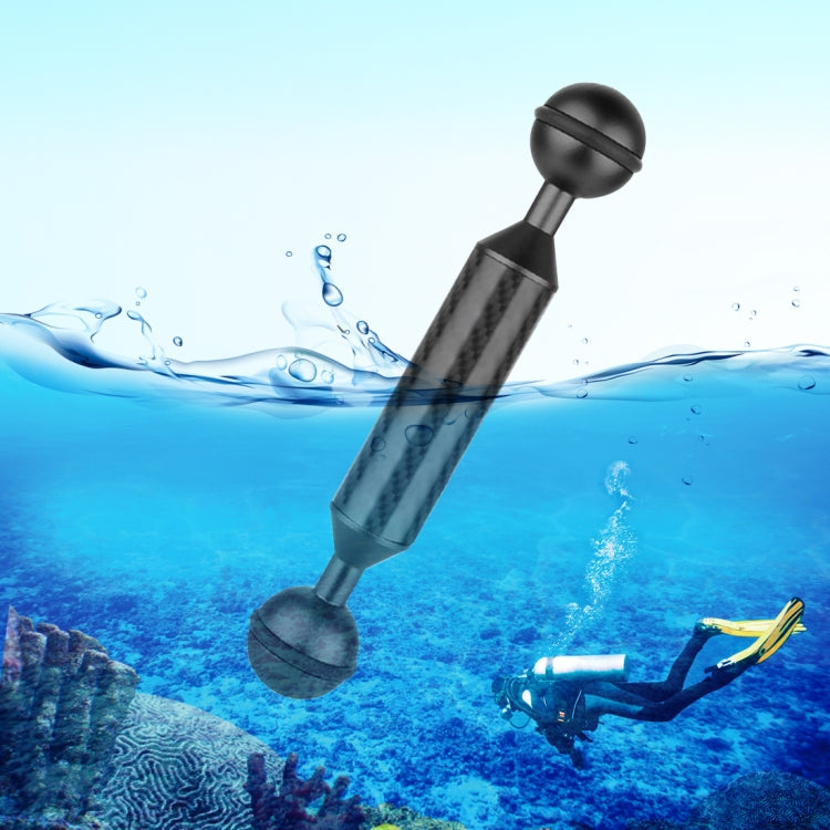 PULUZ 5 inch 13cm Length 20.8mm Diameter Dual Balls Carbon Fiber Floating Arm, Ball Diameter: 25mm(Black) - Diving Accessories by PULUZ | Online Shopping UK | buy2fix