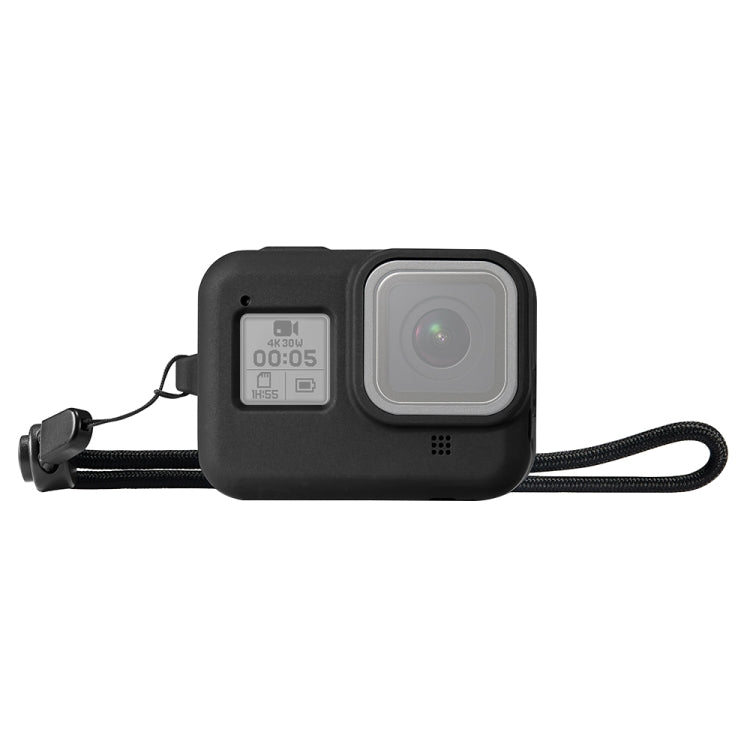 PULUZ Silicone Protective Case Cover with Wrist Strap for GoPro HERO8 Black(Black) - DJI & GoPro Accessories by PULUZ | Online Shopping UK | buy2fix