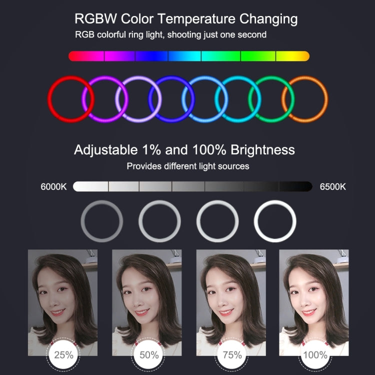 PULUZ 11.8 inch 30cm RGB Dimmable LED Dual Color Temperature LED Curved Diffuse Light Ring Vlogging Selfie Photography Video Lights with  Tripod Ball Head & Phone Clamp & Remote Control(Pink) - Consumer Electronics by PULUZ | Online Shopping UK | buy2fix