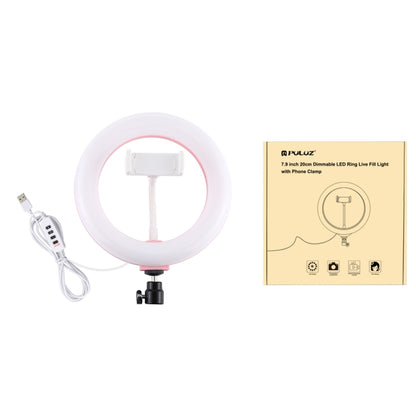 PULUZ 7.9 inch 20cm USB 3 Modes Dimmable Dual Color Temperature LED Curved Light Ring Vlogging Selfie Photography Video Lights with Phone Clamp(Pink) - Consumer Electronics by PULUZ | Online Shopping UK | buy2fix