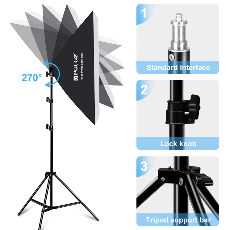 PULUZ 50x70cm Studio Softbox + 2m Tripod Mount + Single E27 30W 5700K White Light LED Bulb Photography Kit(EU Plug) - Stand Bracket by PULUZ | Online Shopping UK | buy2fix