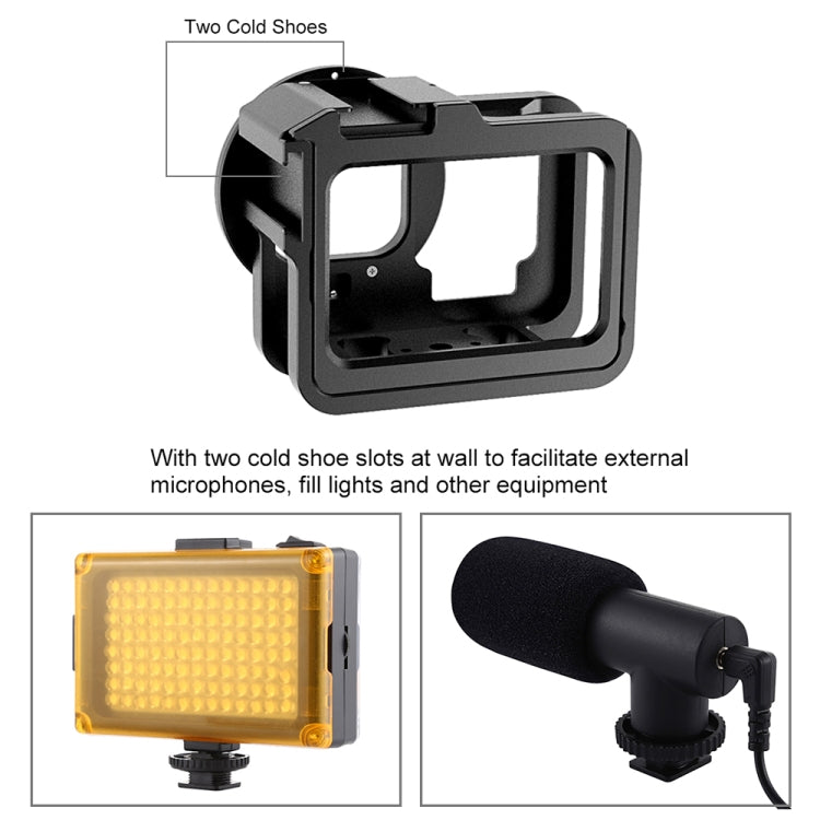 PULUZ for GoPro HERO12 Black /11 Black /10 Black /9 Black Thicken Housing Shell CNC Aluminum Alloy Protective Cage with Insurance Frame & 52mm UV Lens(Black) - Metal Cases by PULUZ | Online Shopping UK | buy2fix