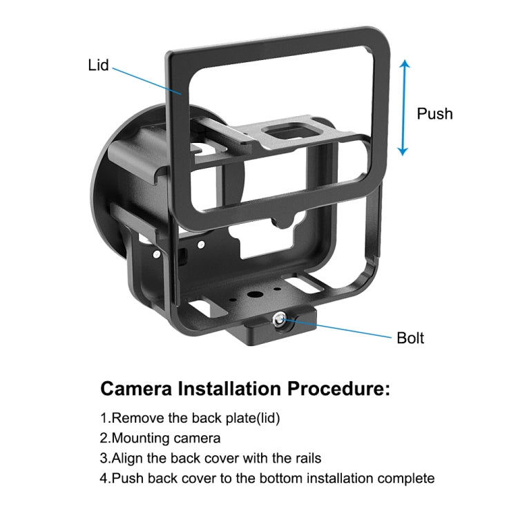 PULUZ for GoPro Hero11 Black / HERO10 Black / HERO9 Black Thin Housing Shell CNC Aluminum Alloy Protective Cage with Insurance Frame & 52mm UV Lens(Black) - DJI & GoPro Accessories by PULUZ | Online Shopping UK | buy2fix