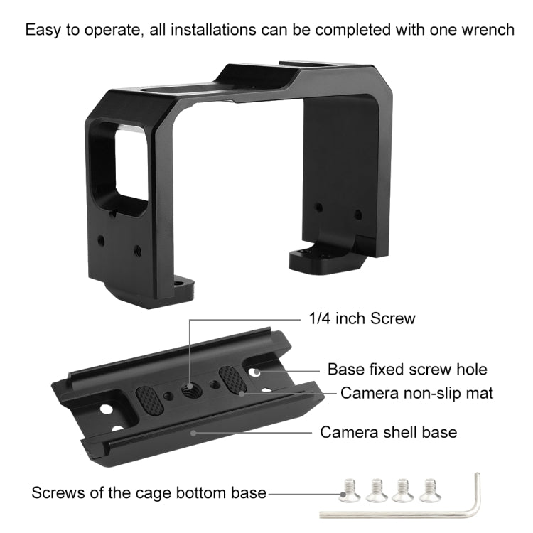 PULUZ Aluminum alloy Frame Mount Protective Case Cage with Cold Shoe Base Slot & Tripod Base Adapter for Insta360 One R(Black) - DJI & GoPro Accessories by PULUZ | Online Shopping UK | buy2fix