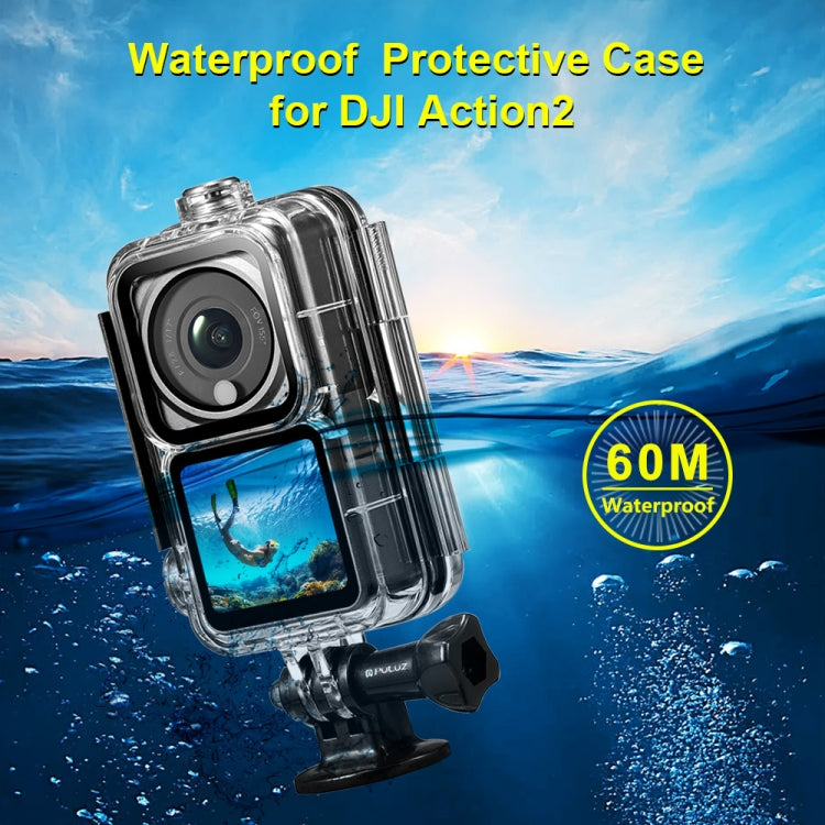 PULUZ 60m Waterproof Housing Diving Case for DJI Action 2 Camera Unit / Action 2 Power Combo / Action 2 Dual-Screen Combo(Transparent) -  by PULUZ | Online Shopping UK | buy2fix