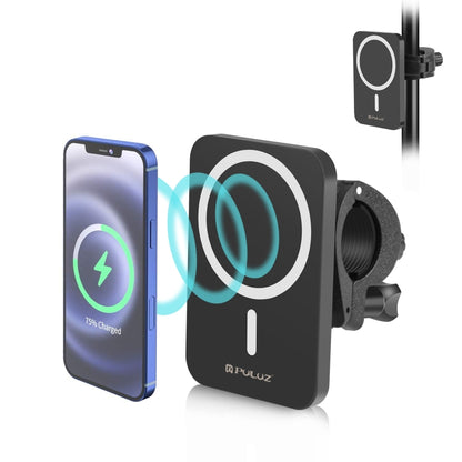 PULUZ 15W Magnetic Qi Wireless Charger Vlogging Phone Clamp Holder(Black) - Apple Accessories by PULUZ | Online Shopping UK | buy2fix