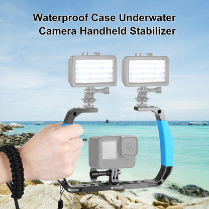 PULUZ Dual Silicone Handles Aluminium Alloy Underwater Diving Rig for GoPro, Other Action Cameras and  Smartphones (Blue) - Diving Accessories by PULUZ | Online Shopping UK | buy2fix