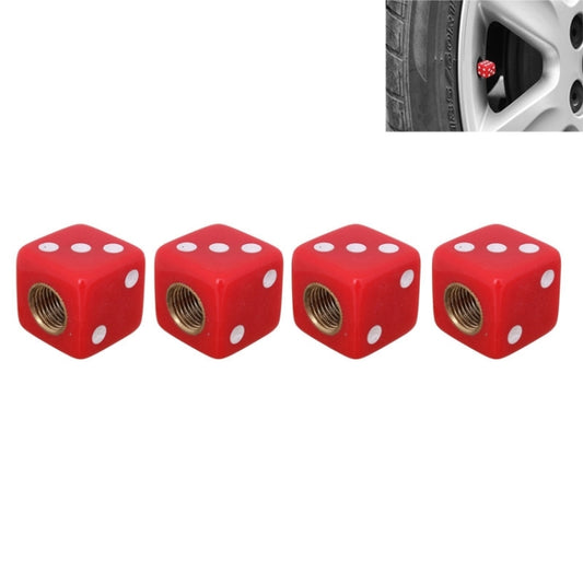 Universal 8mm Dice Style Plastic Car Tire Valve Caps, Pack of 4(Red) - In Car by buy2fix | Online Shopping UK | buy2fix
