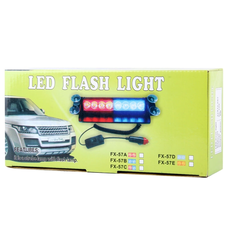 8W 800LM 8-LED Red + Blue Light 3-Modes Adjustable Angle Car Strobe Flash Dash Emergency Light Warning Lamp with Suckers, DC 12V - In Car by buy2fix | Online Shopping UK | buy2fix